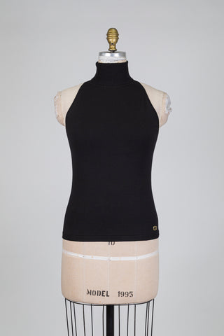 Col roulé noir en tricot sans manches (S+M)