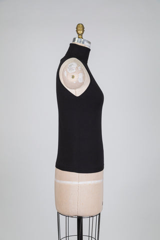 Col roulé noir en tricot sans manches (S+M)