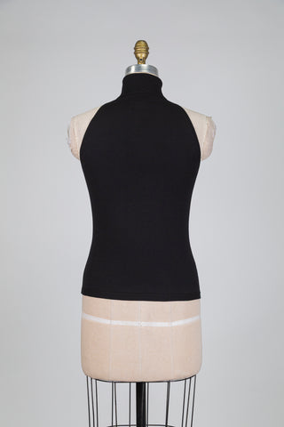 Col roulé noir en tricot sans manches (S+M)