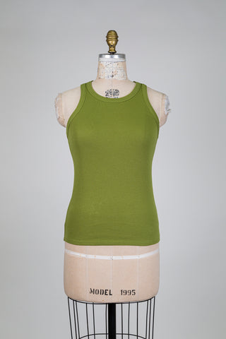 Camisole côtelée vert olive (6-10-12)