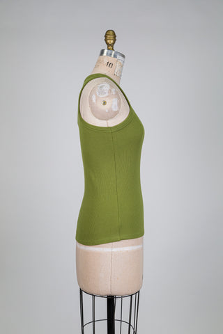Camisole côtelée vert olive (6-10-12)