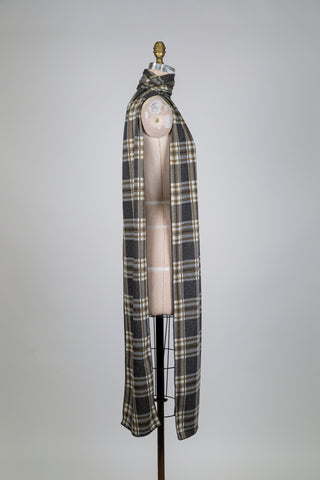 Grey and saffron yellow tartan scarf (XXL)