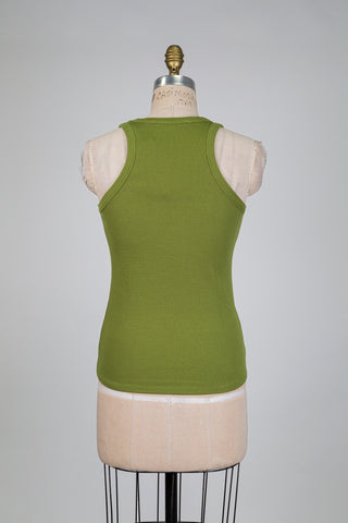 Camisole côtelée vert olive (6-10-12)