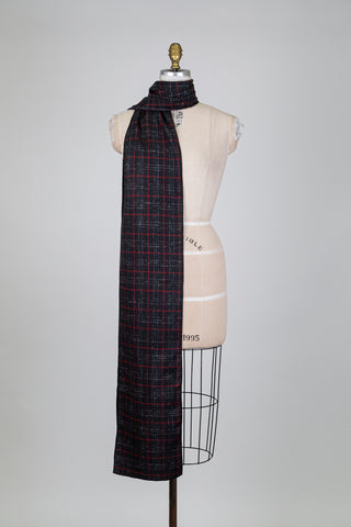 Foulard tartan rouge et noir en laine (XXL)