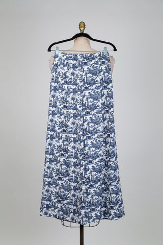 Pantalon large scènes illustrées bleues (XS)