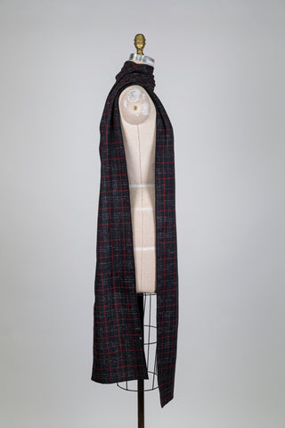 Foulard tartan rouge et noir en laine (XXL)