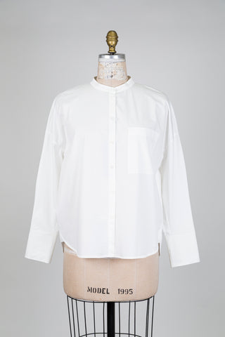 Chemisier blanc oversized à col mao (XS/S+)