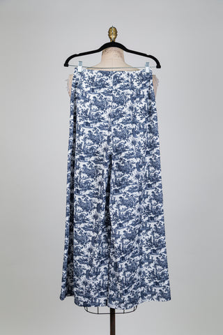 Pantalon large scènes illustrées bleues (XS)