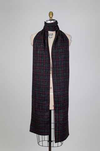Foulard tartan rouge et noir en laine (XXL)