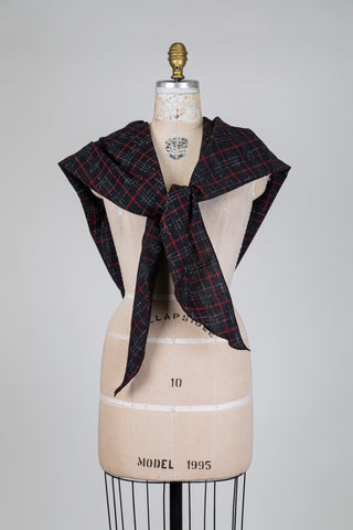 Red and black tartan shawl
