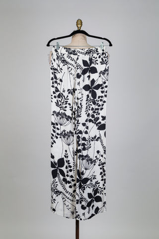 Pantalon crème à imprimé végétal noir (4+6)