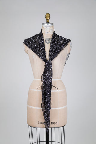 Châle noir et blanc-gris voile étoilé (TU)