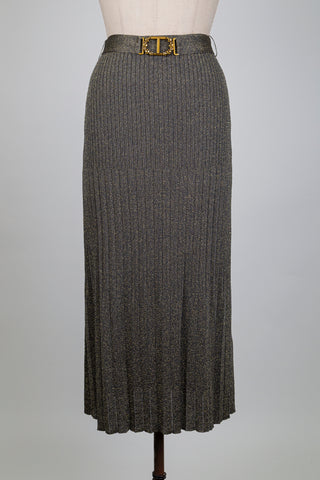 Jupe tricot à plis taupe éclat d'or (S-M-L-XL)