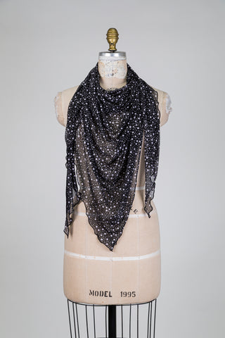 Châle noir et blanc-gris voile étoilé (TU)