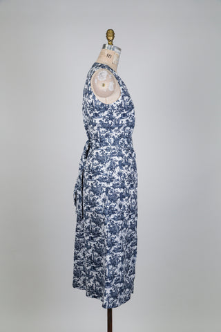 Robe cintrée scènes illustrées bleues (M)