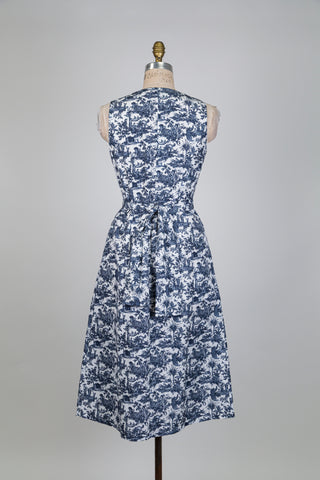 Robe cintrée scènes illustrées bleues (M)