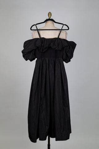 Black two-material off-the-shoulder dress (4+6)