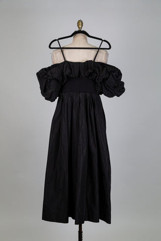 Black two-material off-the-shoulder dress (4+6)