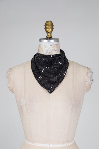 Foulard DANDY noir à paillettes argent (TU)