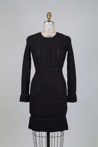 Black dress with textured stripes (S to L)