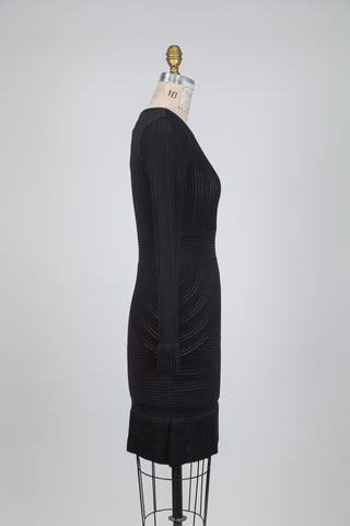 Black dress with textured stripes (S to L)