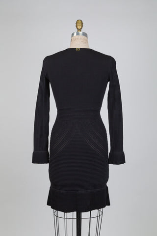 Black dress with textured stripes (S to L)