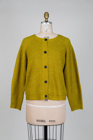 Cardigan en tricot vert chartreuse (S+)