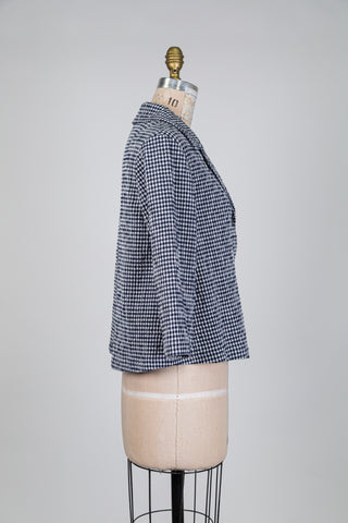 Blue and white gingham blazer (S)
