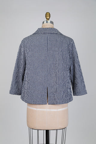 Blue and white gingham blazer (S)