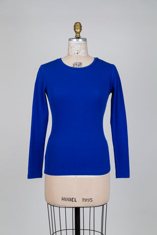 Chandail côtelé bleu cobalt en coton bio (S)