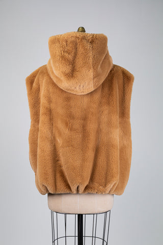 Veste sans manches en fausse fourrure caramel (4 à 8)
