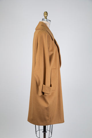 Double-breasted camel oversized coat (8)