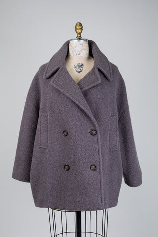 Oversized grey double-breasted coat (6+)