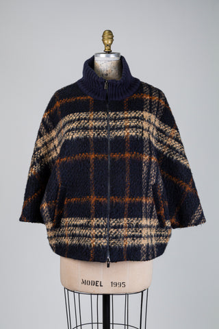 Navy blue Scottish tartan cape (6+)