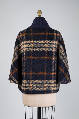 Navy blue Scottish tartan cape (6+)