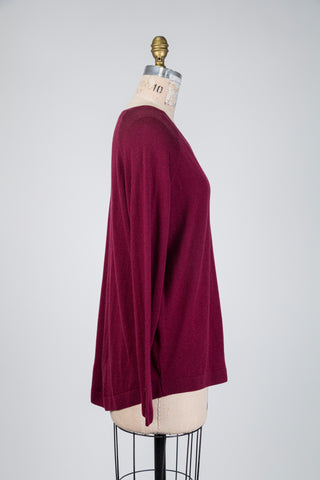 Chandail bordeaux soie & cachemire (6+)