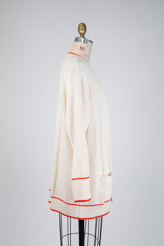 Cardigan en cachemire crème accent orange (6+)