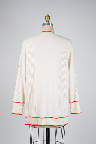 Cardigan en cachemire crème accent orange (6+)