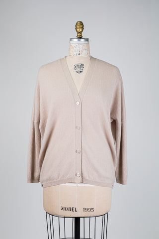 Cardigan boutonné en cachemire sable (6)