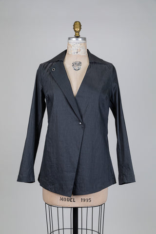 Blazer gris en lin techno à oeillets déco (XS à L)