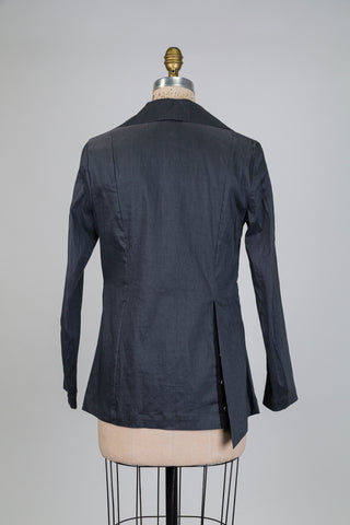 Blazer gris en lin techno à oeillets déco (XS à L)