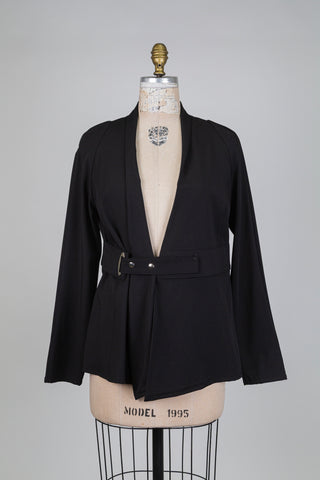 Flowy black jacket with "snap" belt (S)