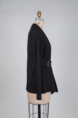 Flowy black jacket with "snap" belt (S)