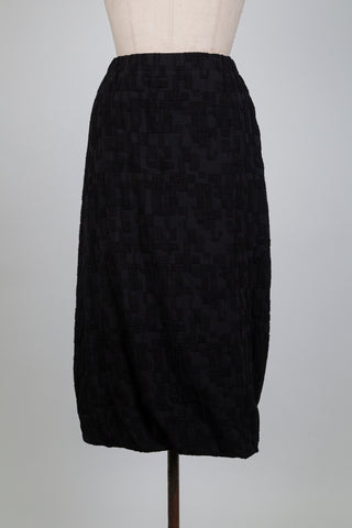 Jupe ballon noire en jacquard à motif rectangulaire (XS-S)
