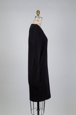 Black tunic dress with abstract embroidery pocket (S to XL)