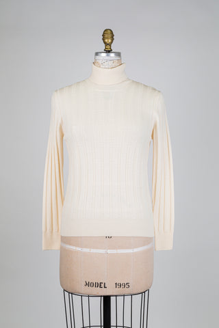Cream yellow turtleneck sweater with vertical stripes (6)