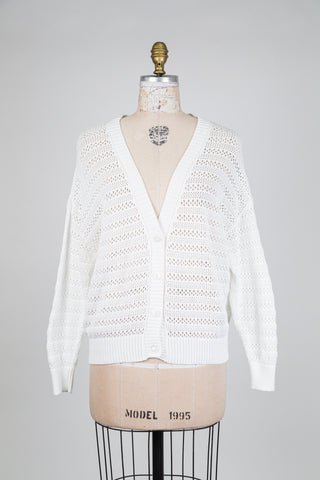 White knitted cardigan with openwork stripes (6)
