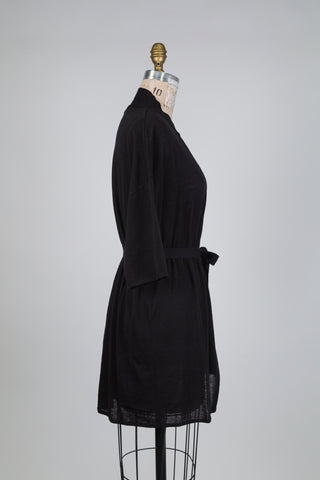Cardigan long en tricot de coton noir (TU)