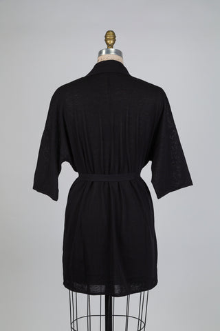 Cardigan long en tricot de coton noir (TU)