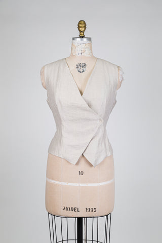 Gilet tailleur crème cache-coeur (6)